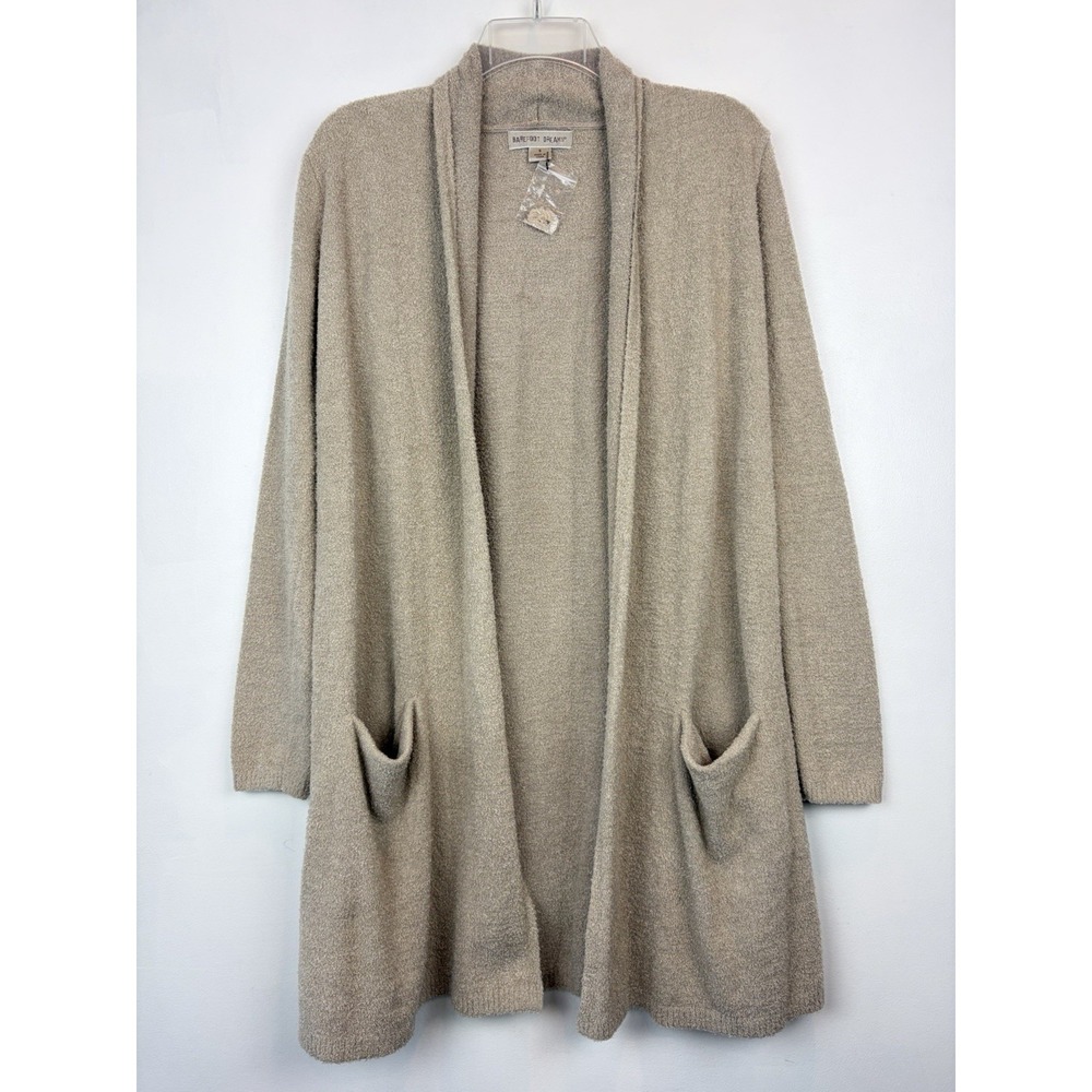 Barefoot Dreams Cardigan Womens Small Oatmeal Beige CozyChic Lite Open Warm